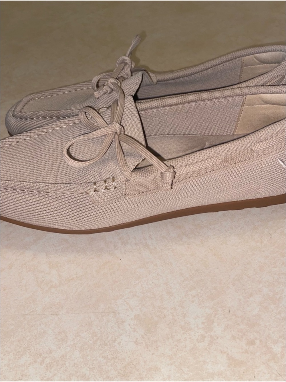 Vivaia Loafers Womens Size 37.5 Jackie Square Toe Beige Knit Shoes Driving Moc - Picture 7 of 11